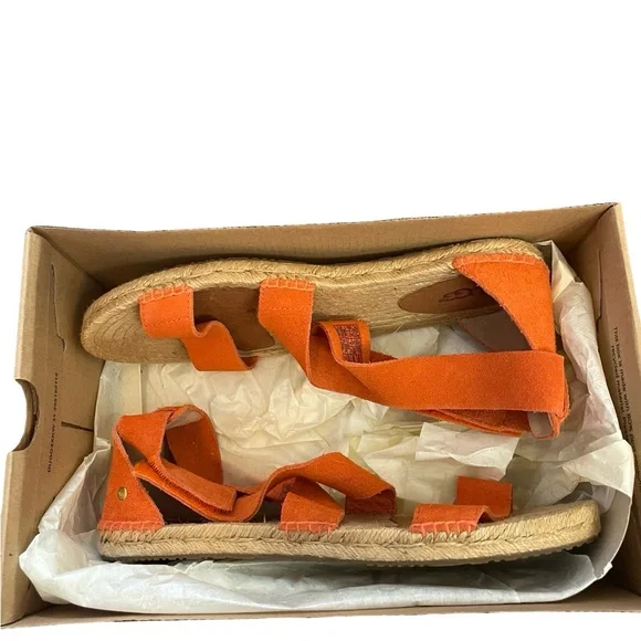 UGG Mila Suede Espadrille Sandals Orange Size 9 With Box - Picture 7 of 10